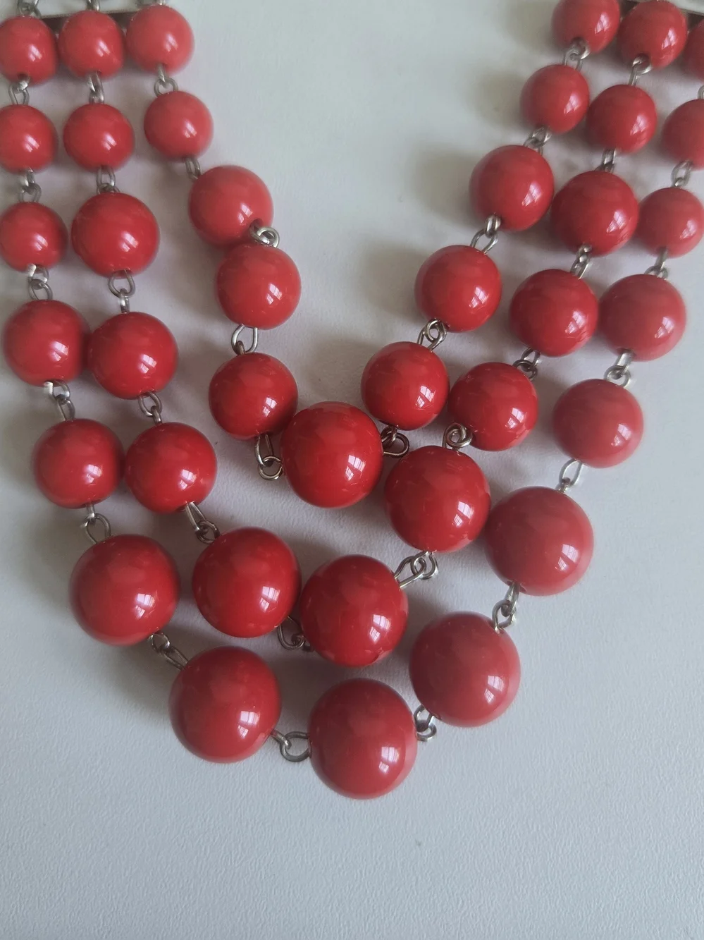 Red Multi-Strand Beaded Necklace & Earring Set